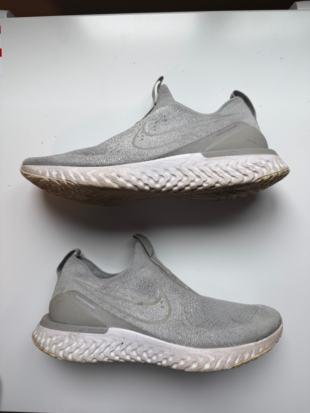 Nike Light Gray Slip-On Knit Running Shoes